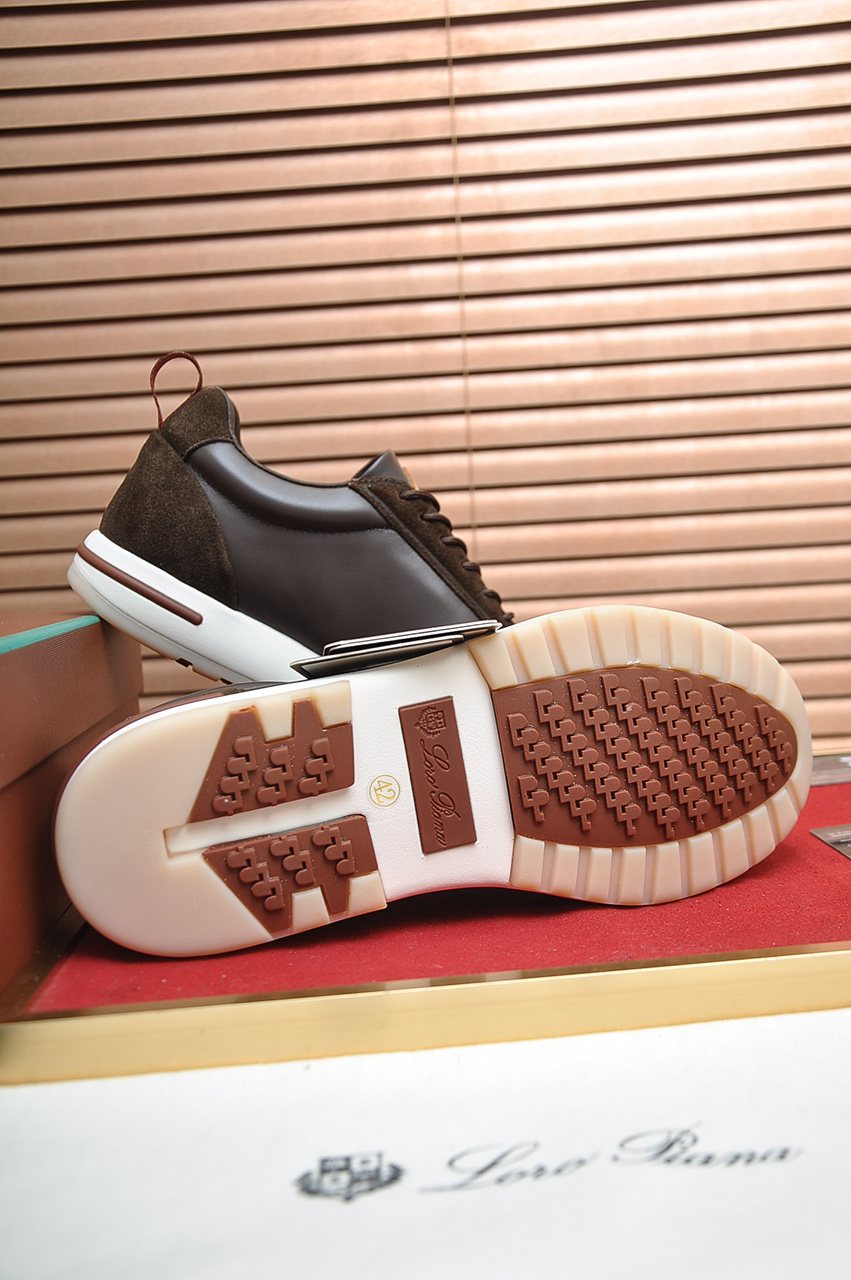 Loro Piana Paneled Lace-Up Sneakers — detail