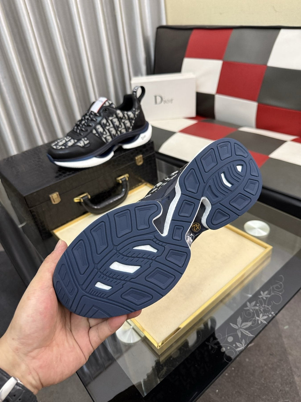Dior Patterned Panel Sneakers — detail