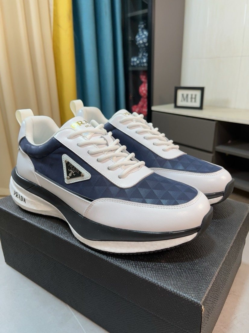 Prada Diamond-Pattern Low-Top Sneakers — hero