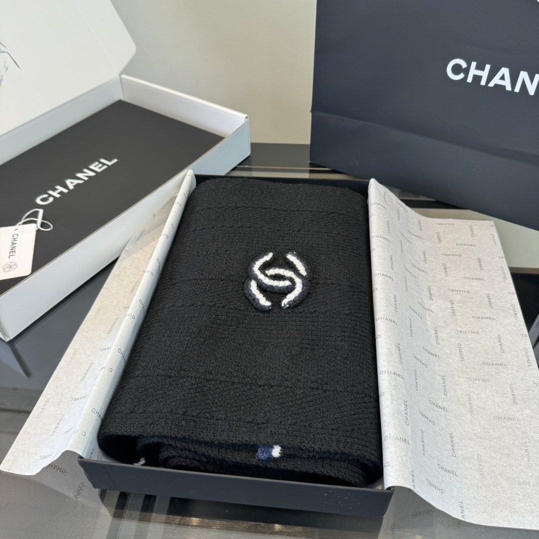 Chanel Embroidered Knitted Scarf — front