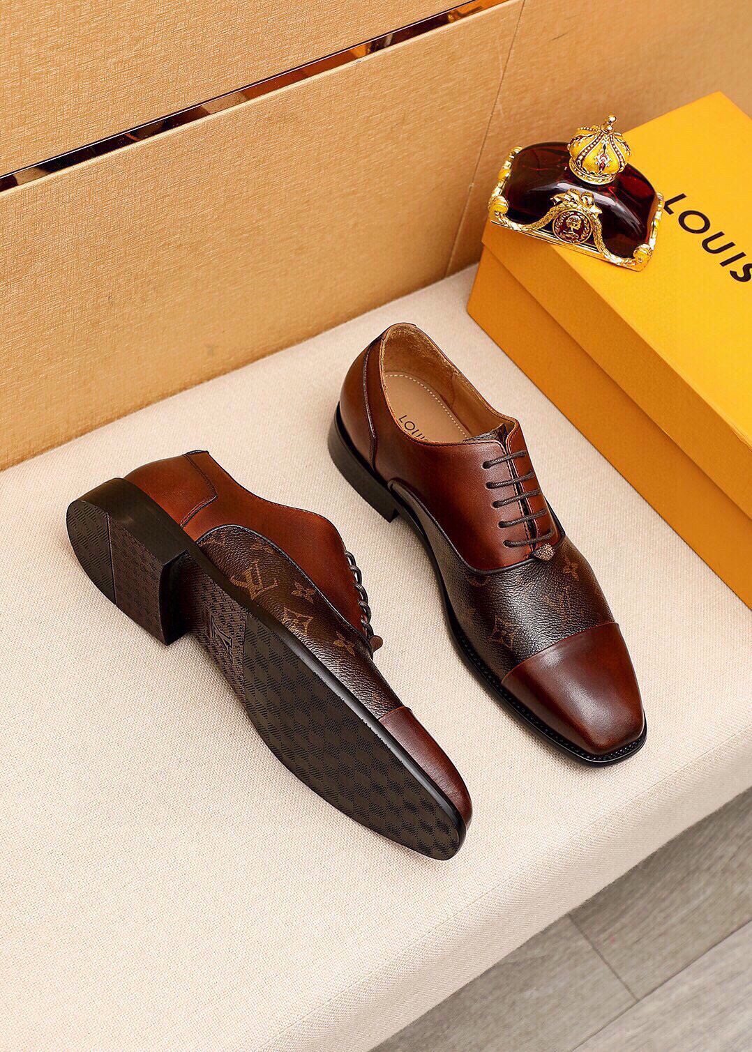 Louis Vuitton Patterned Panel Lace-Up Dress Shoes — front