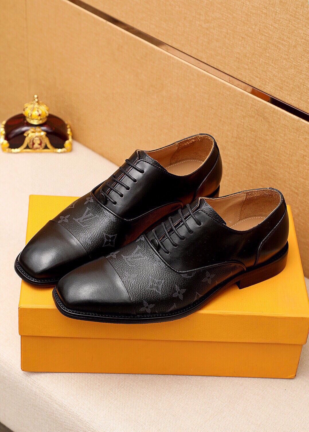 Louis Vuitton Patterned Panel Lace-Up Dress Shoes — side