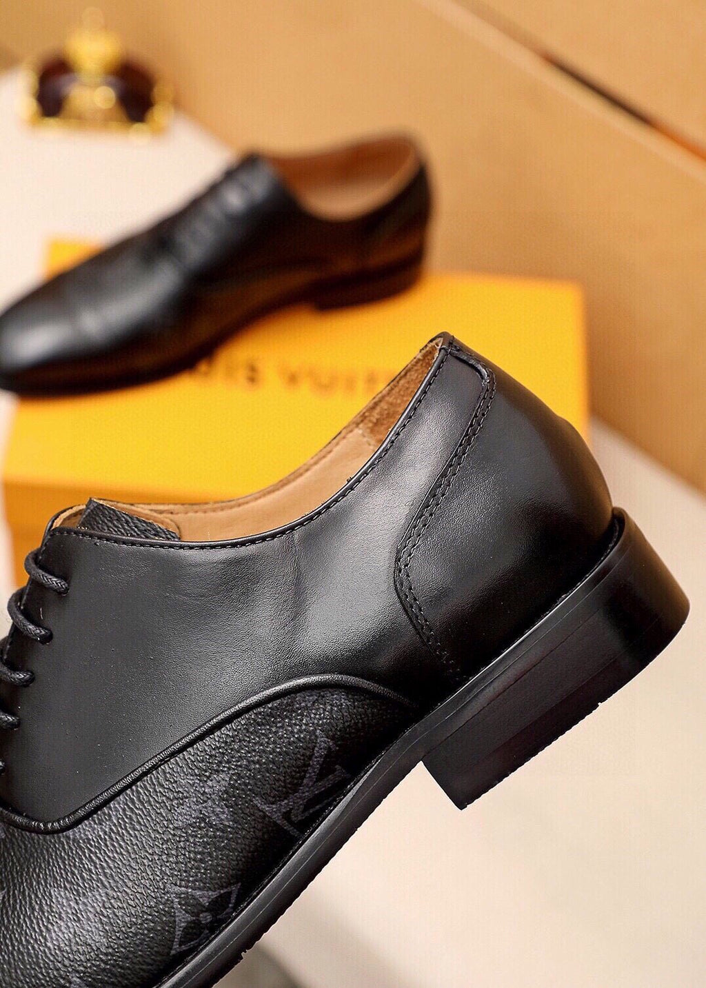 Louis Vuitton Patterned Panel Lace-Up Dress Shoes — back