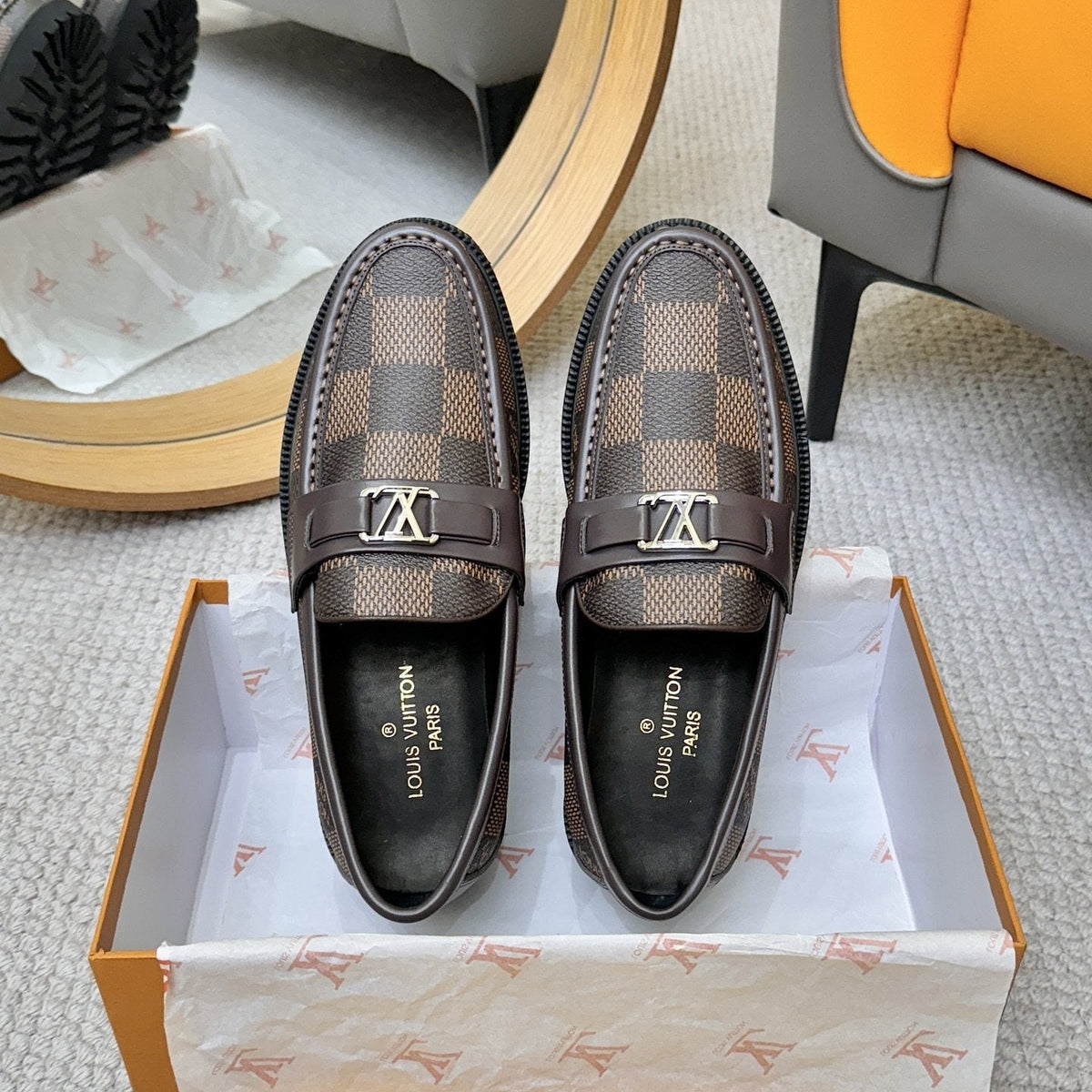 Louis Vuitton Checkered Lug Sole Loafers — front