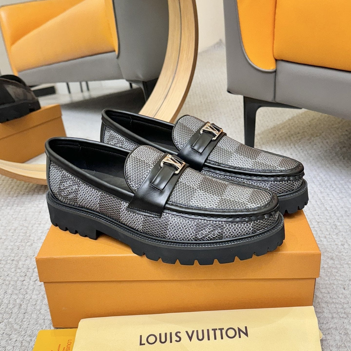 Louis Vuitton Checkered Lug Sole Loafers — side