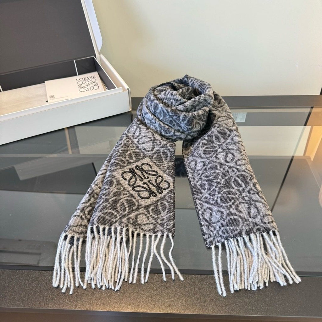 Loewe Patterned Fringed Scarf — front