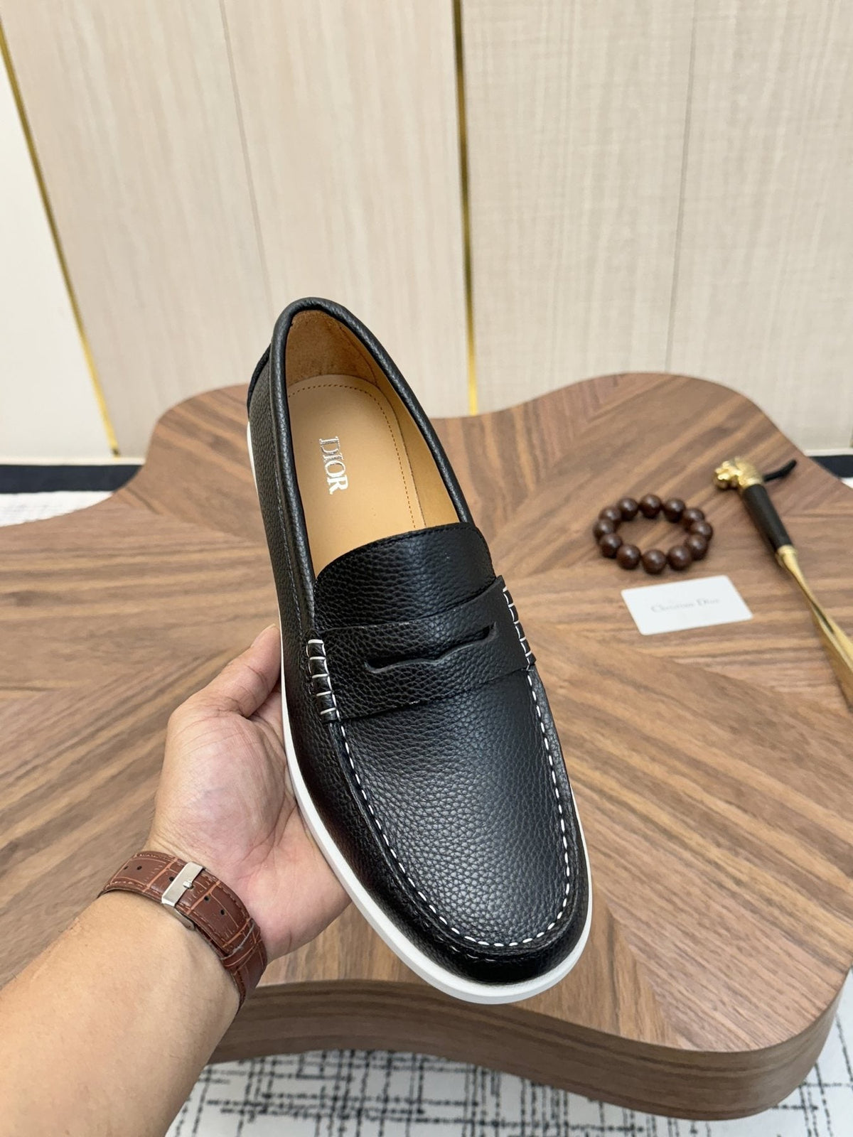 Dior Men's Contrast-Sole Slip-On Loafers — model