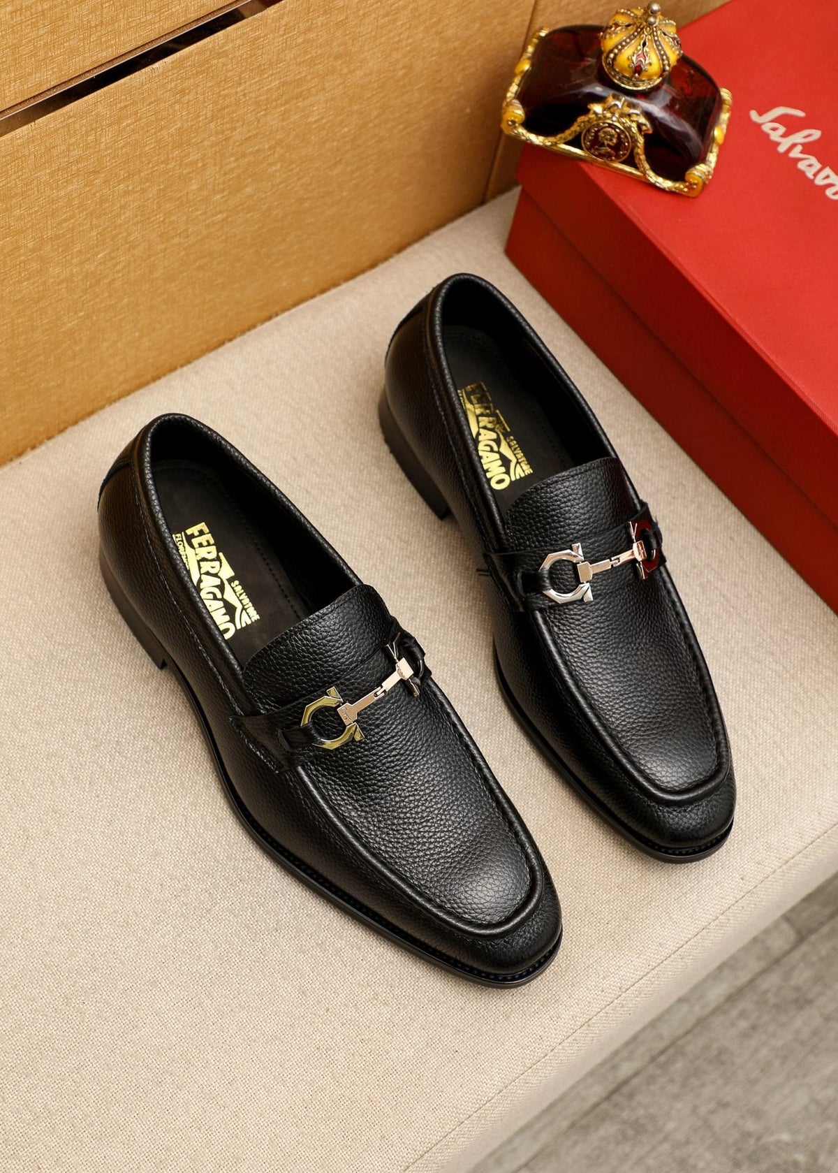 Black Pebble-Textured Bit Loafers — hero
