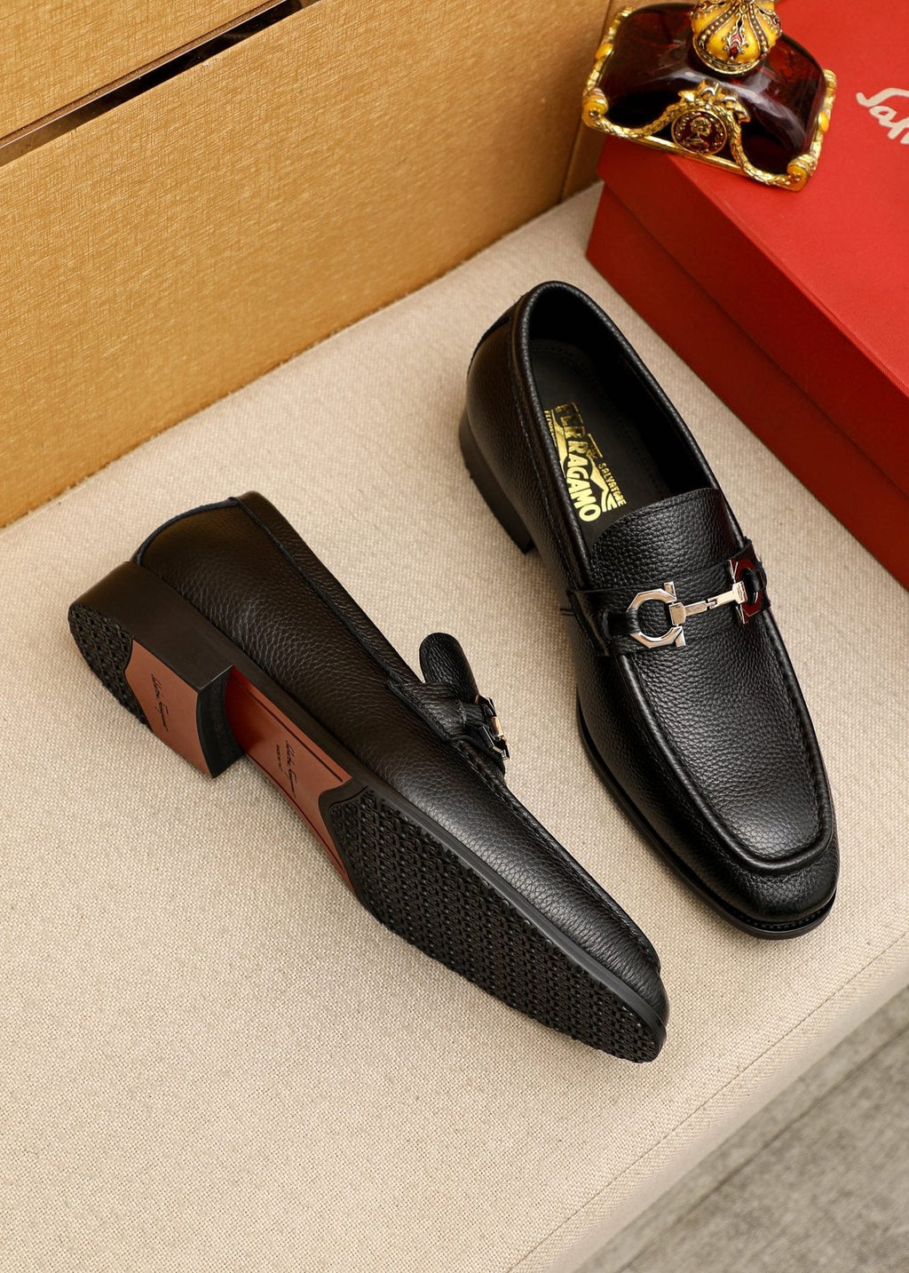 Black Pebble-Textured Bit Loafers — side