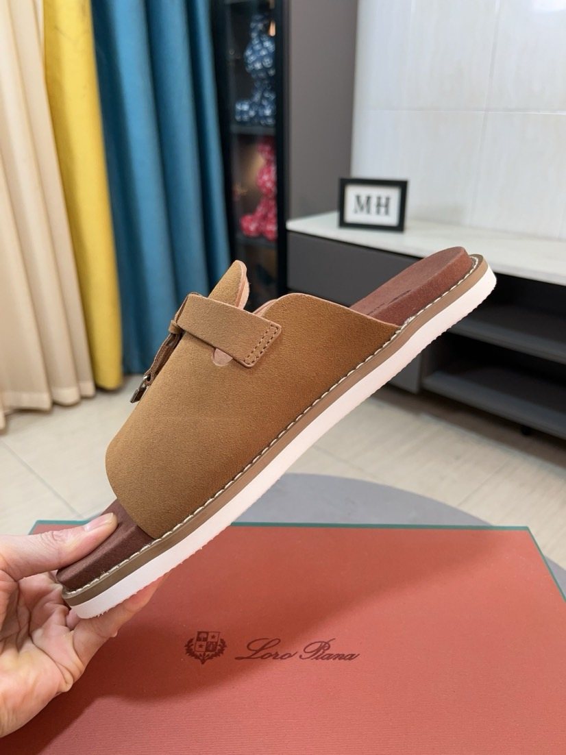 Loro Piana Buckle Slide Sandals — side