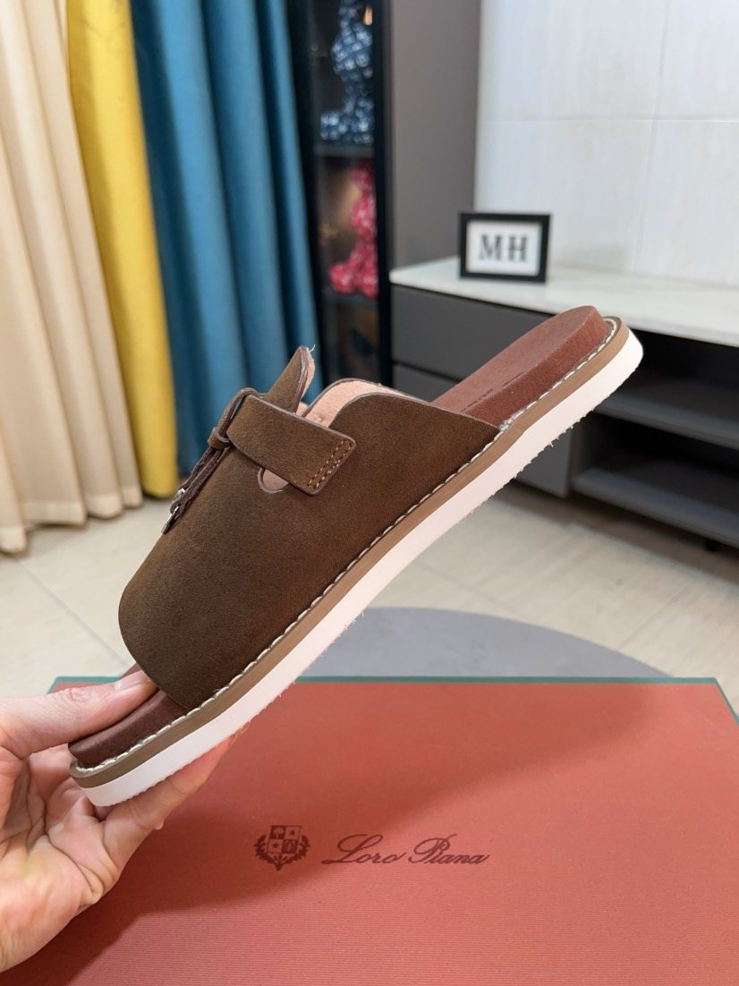 Loro Piana Buckle Slide Sandals — side