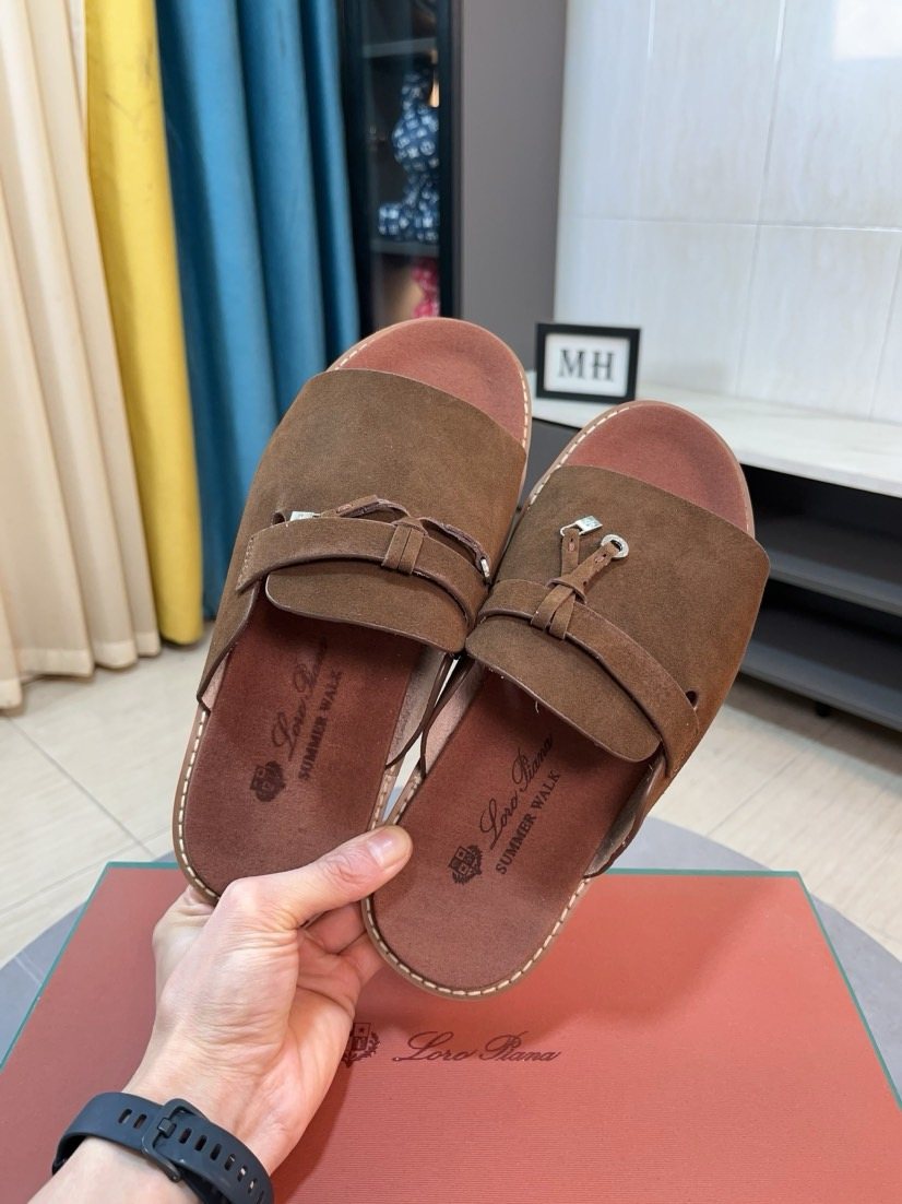 Loro Piana Buckle Slide Sandals — front