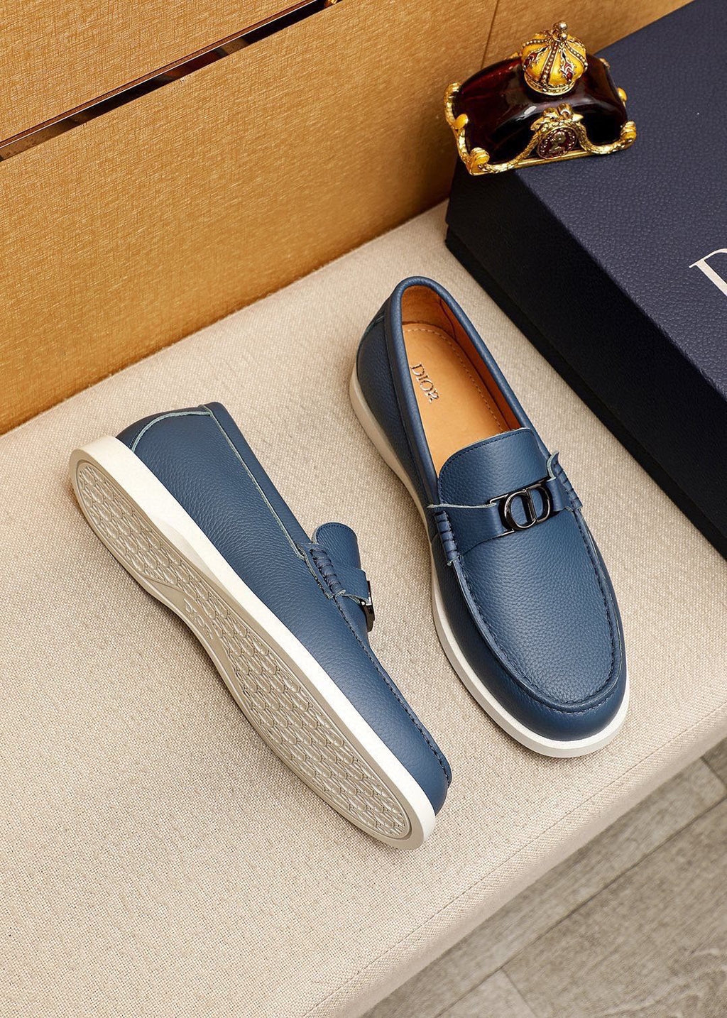 Dior Textured Leather Slip-On Shoes — side
