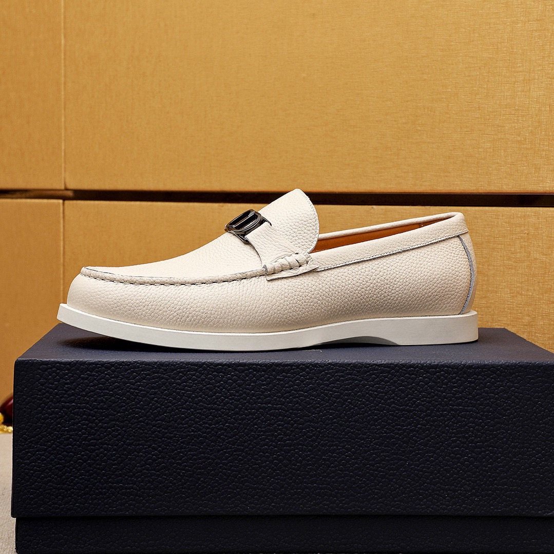 Dior Textured Leather Slip-On Shoes — side