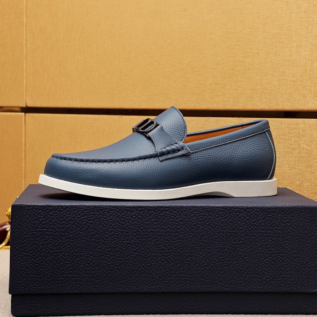 Dior Textured Leather Slip-On Shoes — side