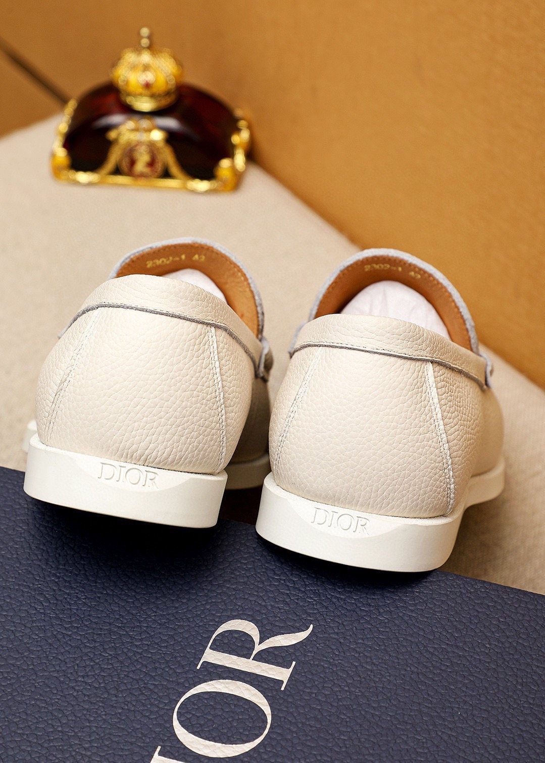Dior Textured Leather Slip-On Shoes — back