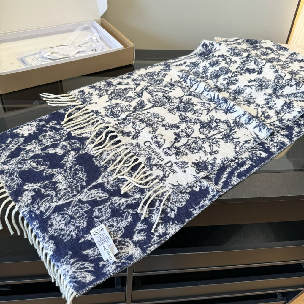 Dior Botanical Toile Fringed Scarf — front