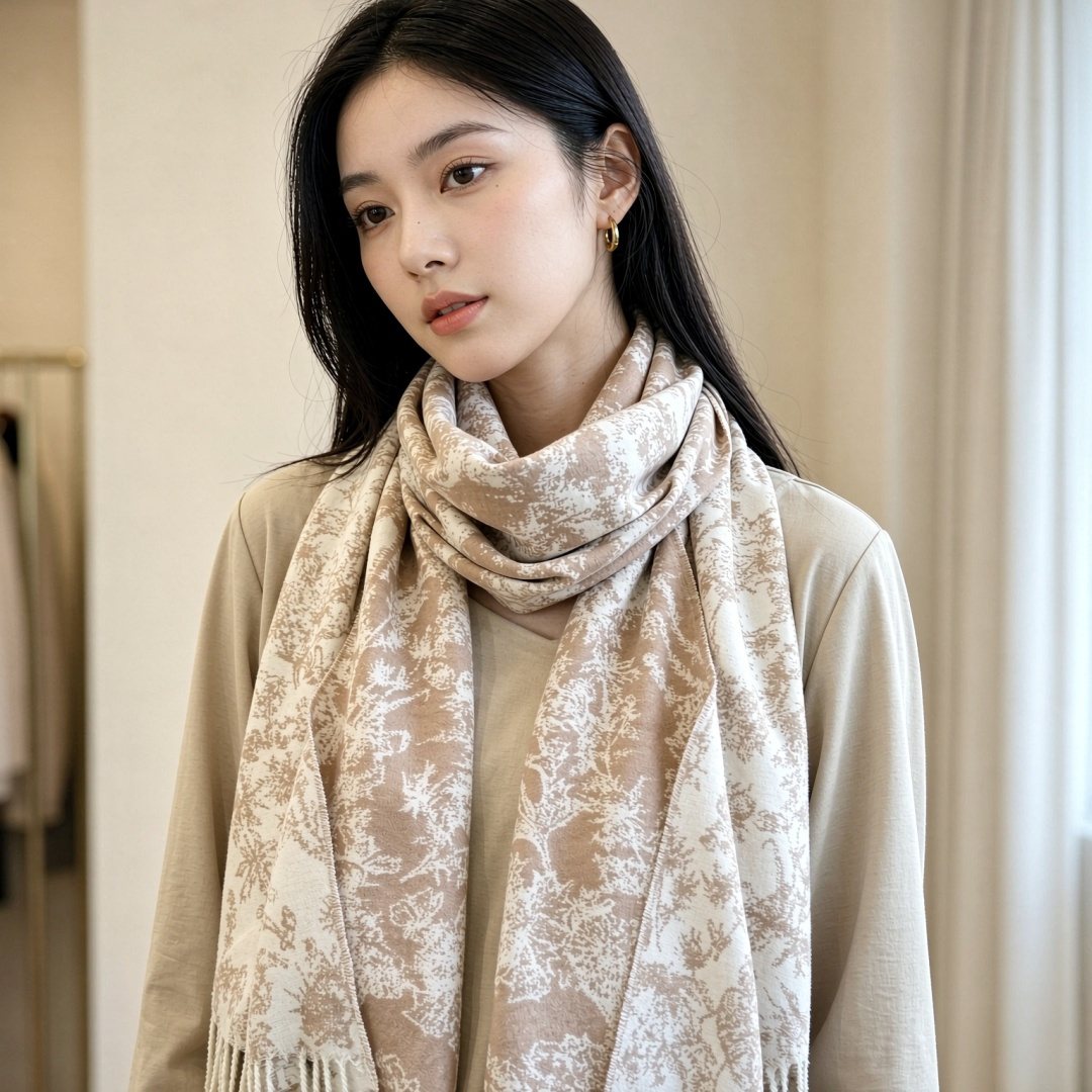 Dior Botanical Fringed Scarf — model