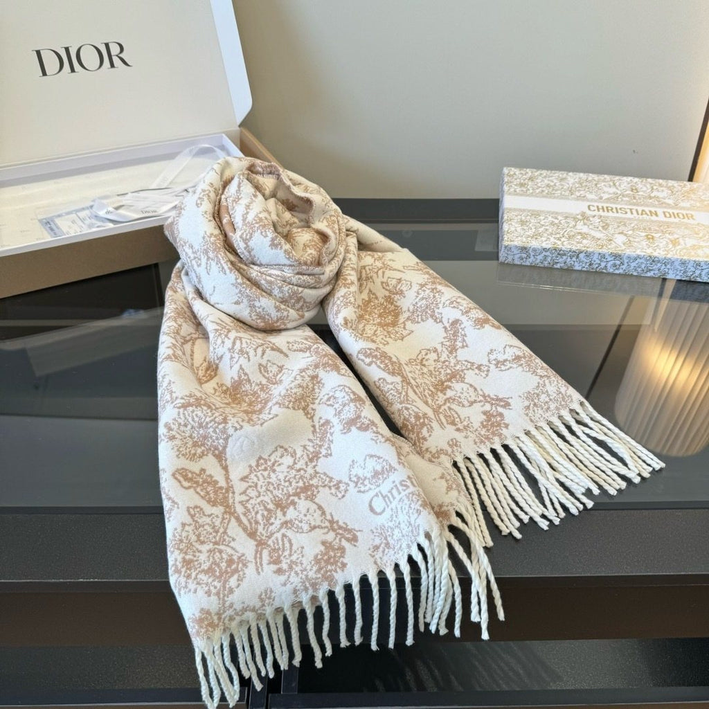 Dior Botanical Toile Fringed Scarf — detail