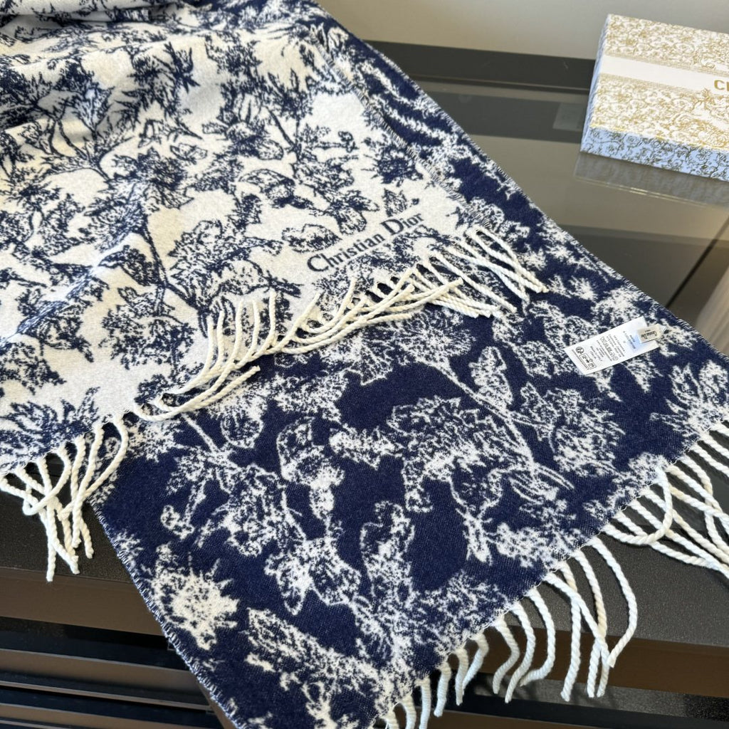Dior Botanical Toile Fringed Scarf — front