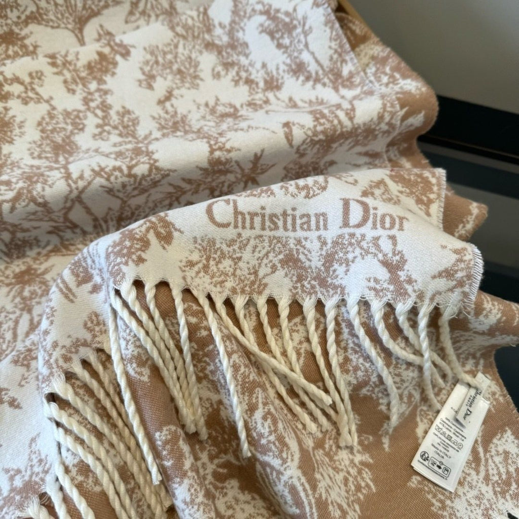 Dior Botanical Toile Fringed Scarf — front