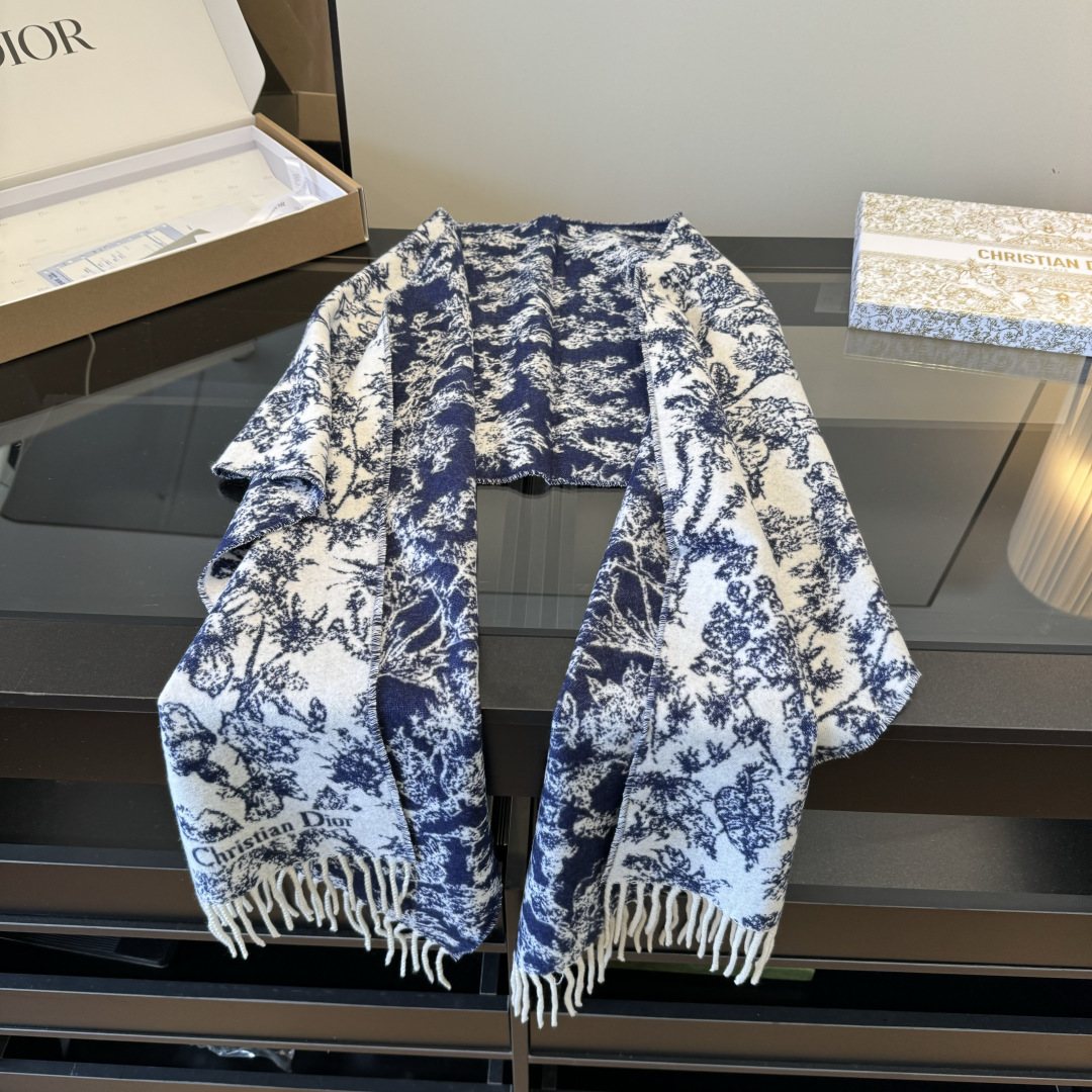Dior Botanical Toile Fringed Scarf — front
