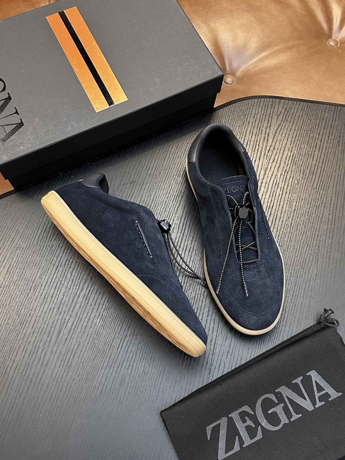 ZEGNA Triple Elastic Slip-On Sneakers — front