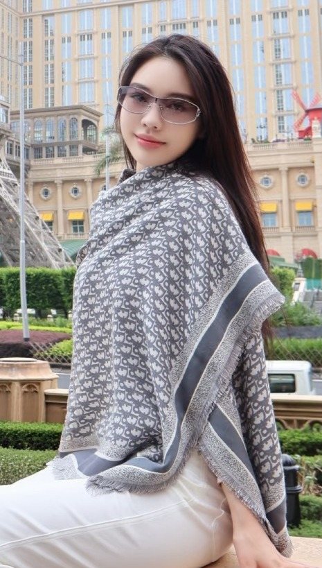 Dior Fringed Patterned Shawl — hero