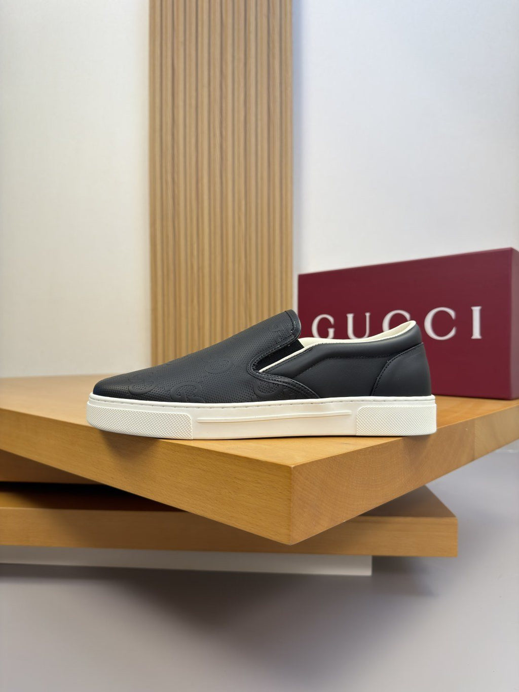 Leather Slip-On Sneakers — front