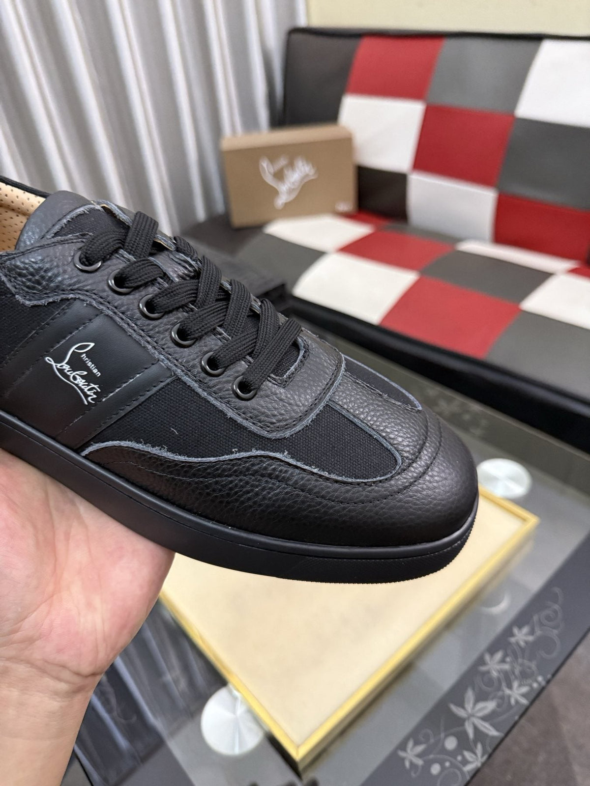 Christian Louboutin Script-Accent Low-Top Sneakers — front