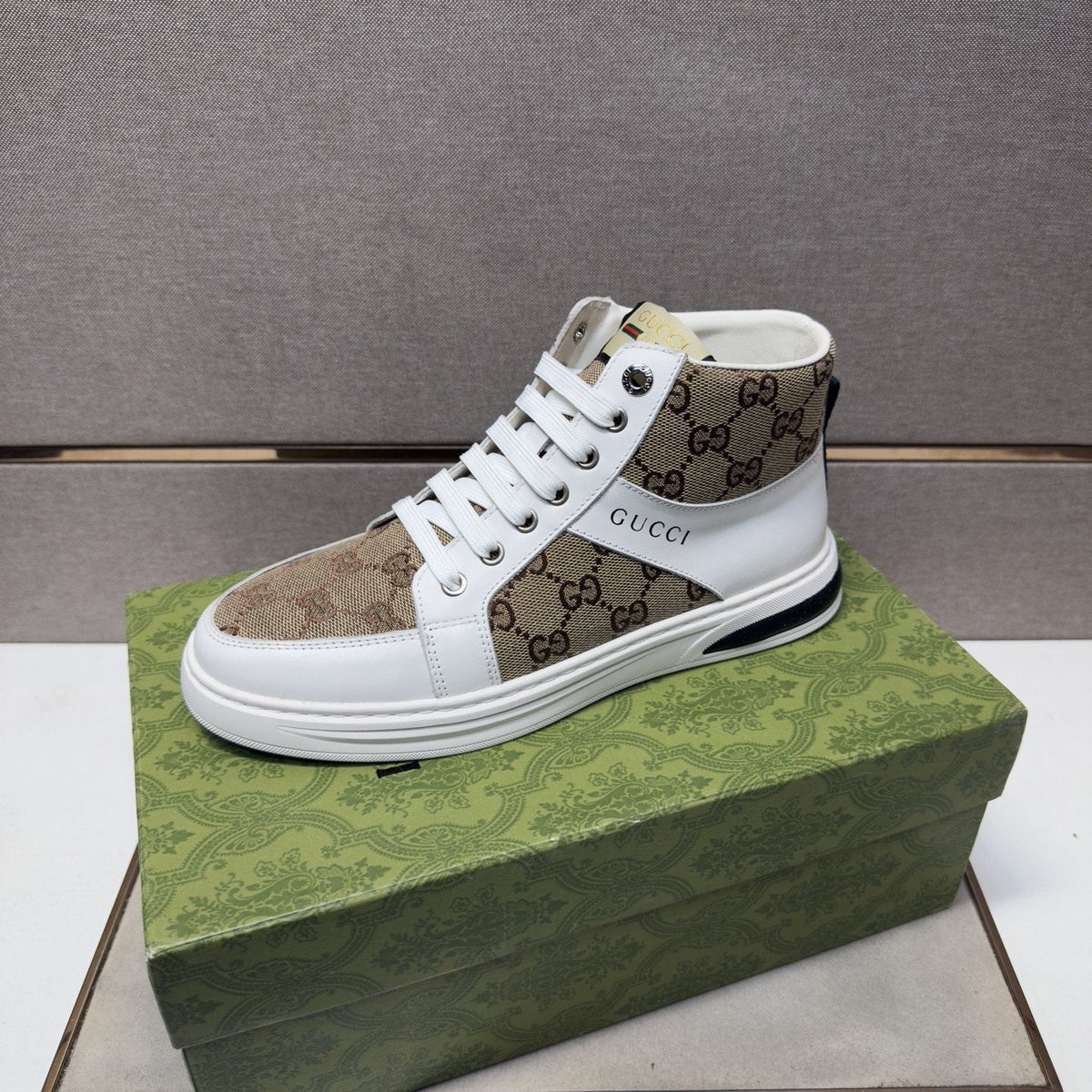 Gucci Men's Patterned High-Top Sneakers — side