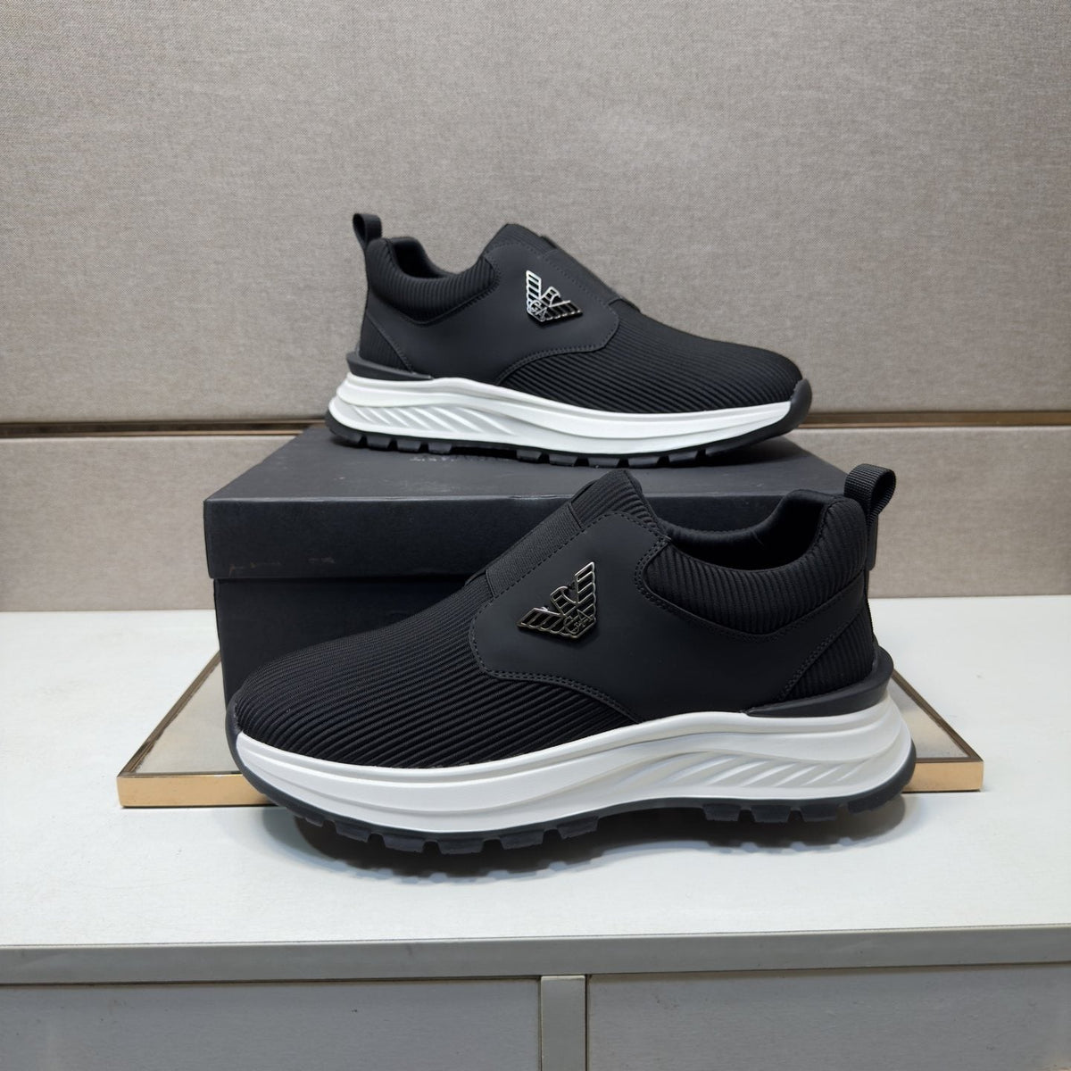 Armani Black Slip-On Sneakers — model
