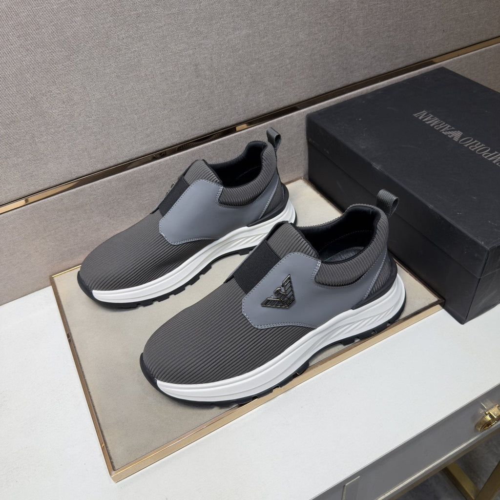 Armani Black Slip-On Sneakers — front
