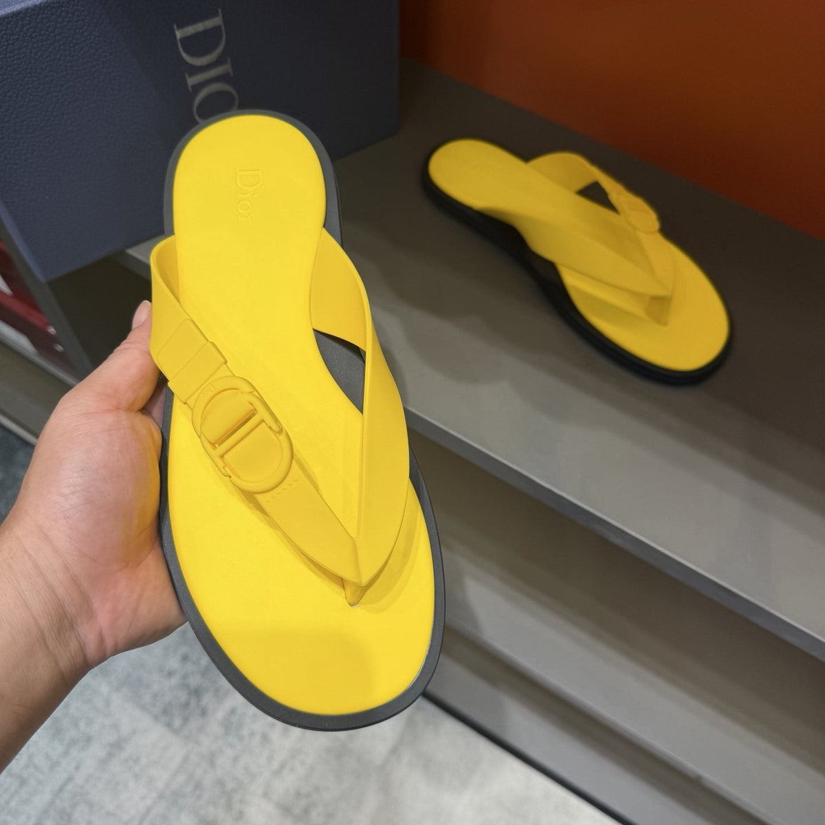 Dior Rivage Buckle Thong Sandals — front