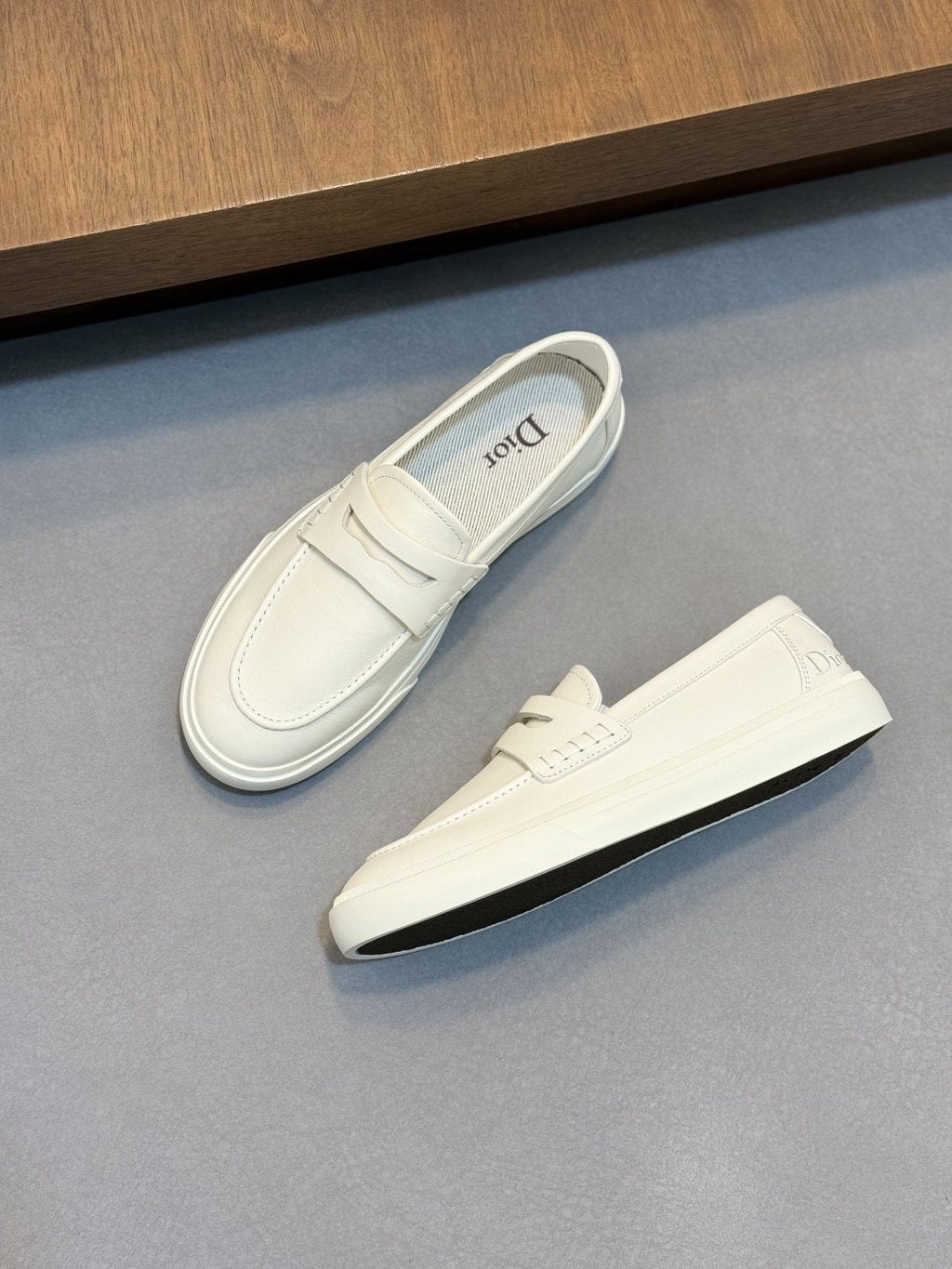 Dior Leather Strap Slip-On Shoes — front