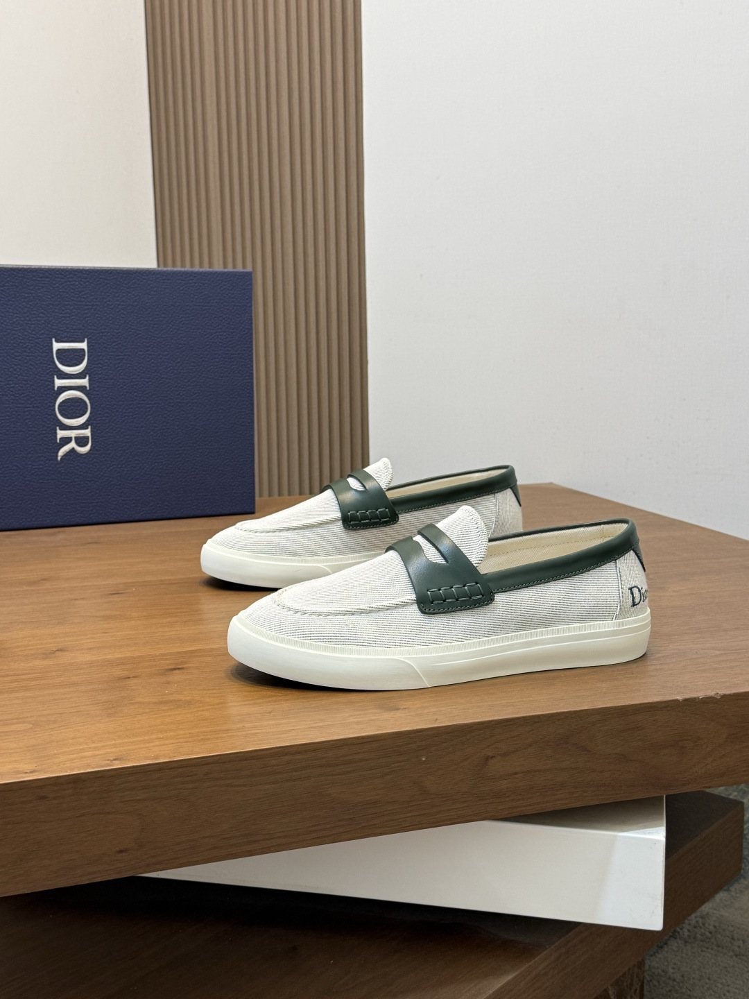 Dior Leather Strap Slip-On Shoes — front