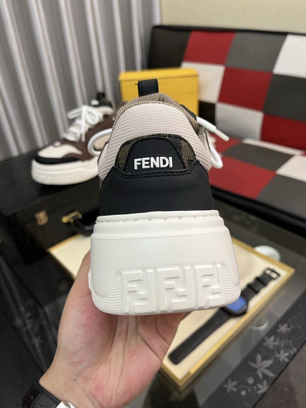Fendi FD Match Paneled Sneakers — back