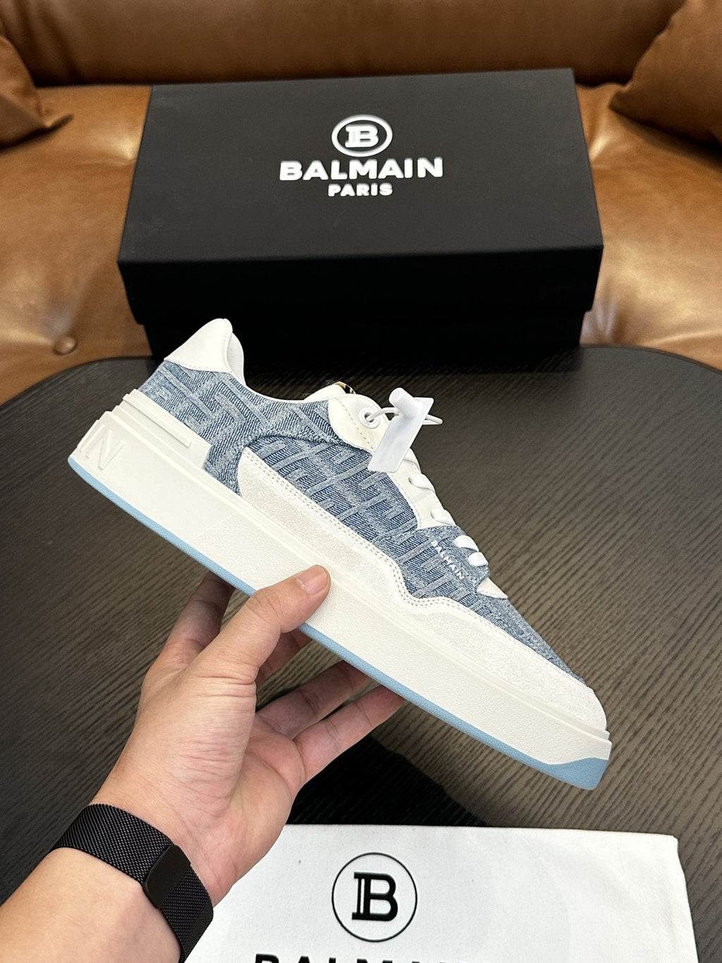 Balmain B-Skate Low-Top Sneakers — side