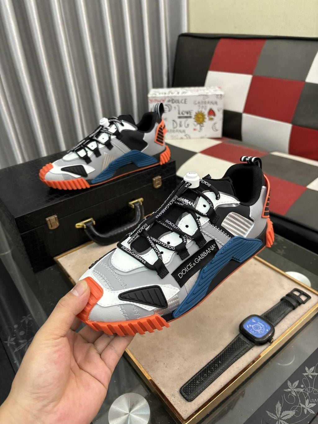 Dolce & Gabbana Colorblock Layered Sneakers — model