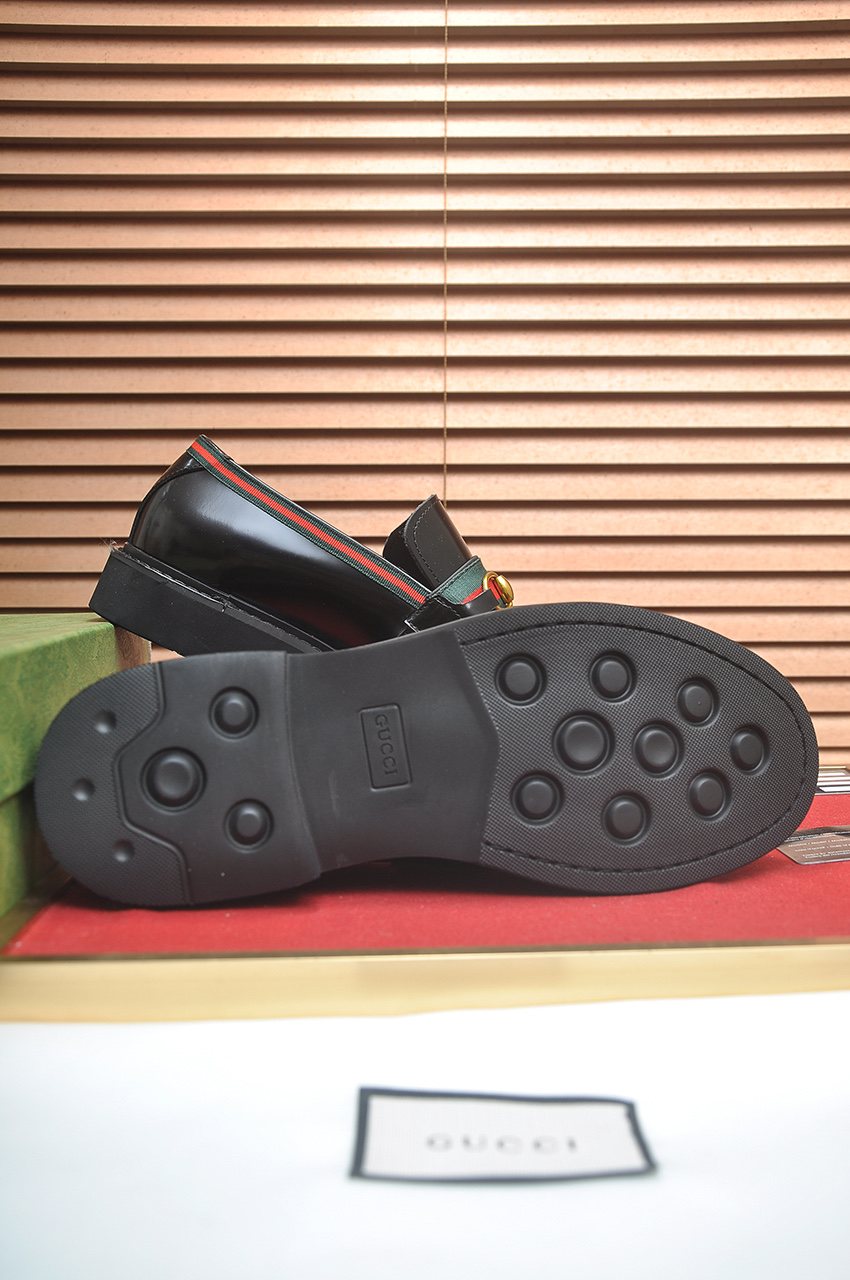 Gucci Dark Brown Horsebit Loafers — detail