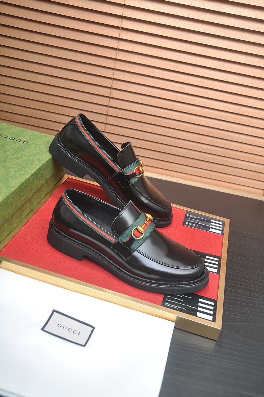 Gucci Dark Brown Horsebit Loafers — front