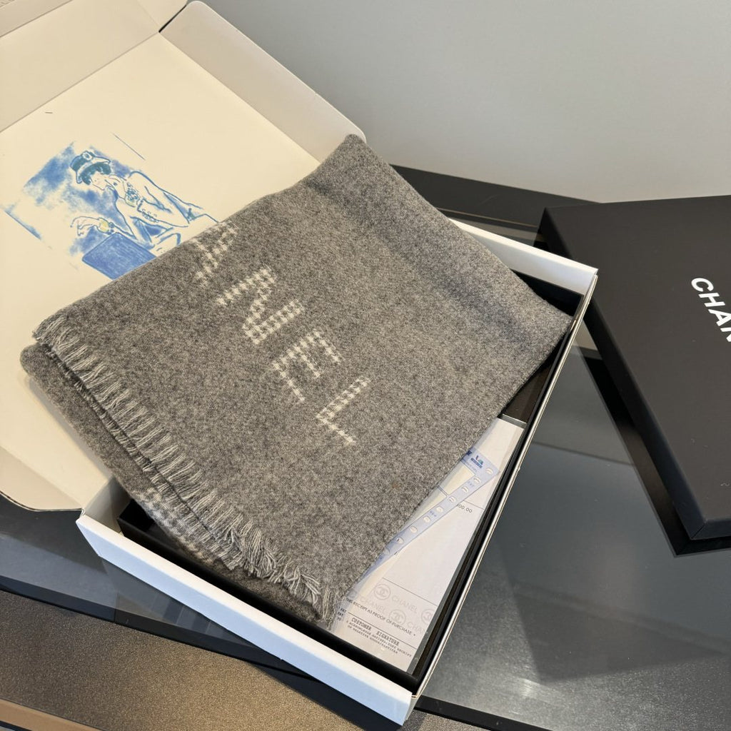 Chanel Houndstooth Fringe Scarf — front