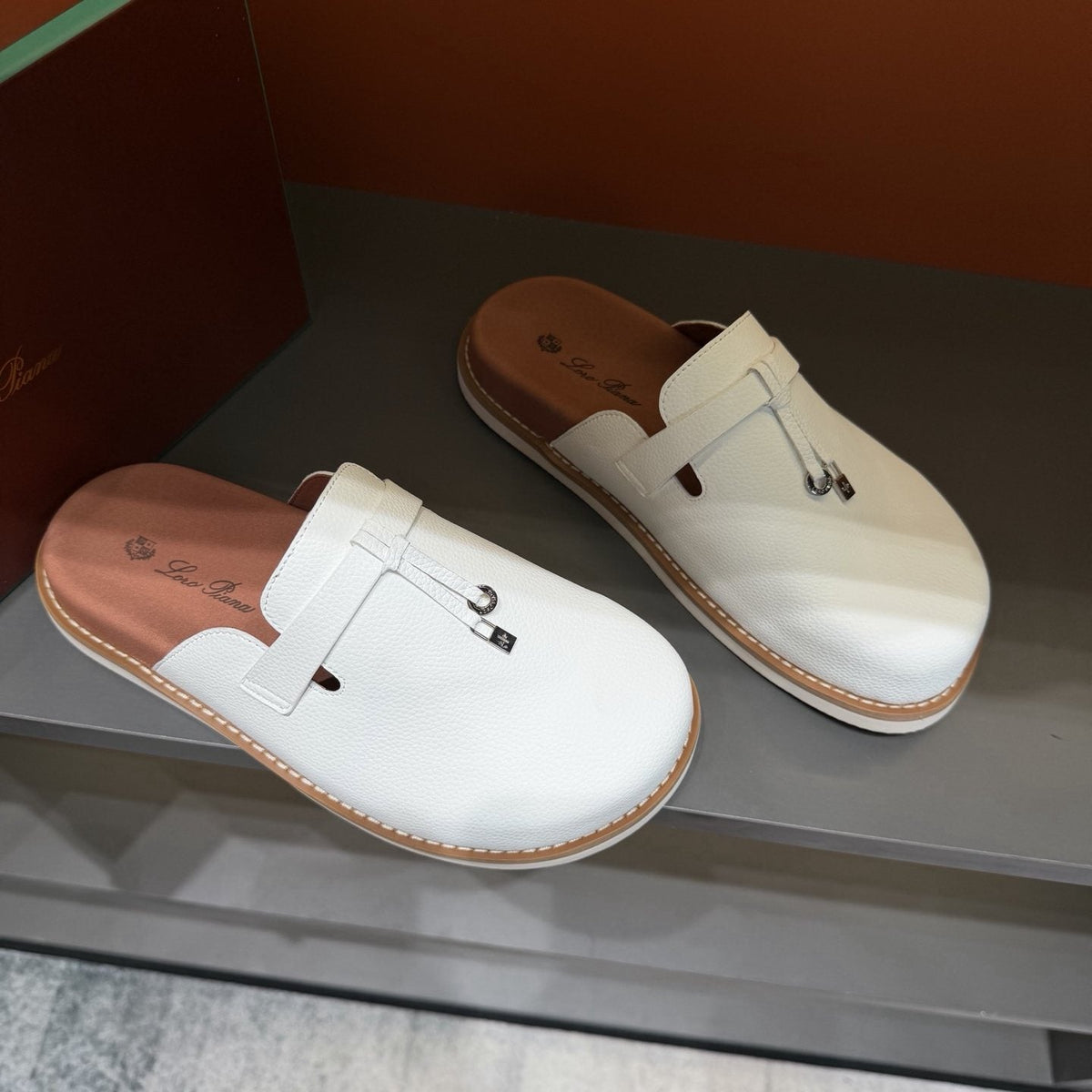 Textured Loafer Mule Shoes — front
