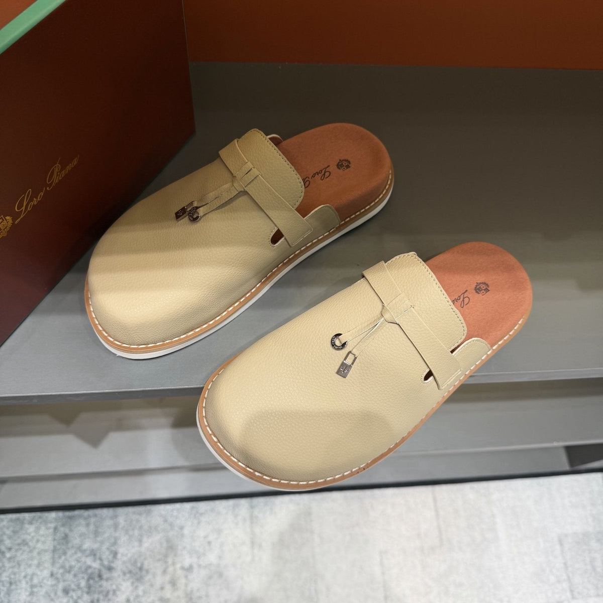 Textured Loafer Mule Shoes — front