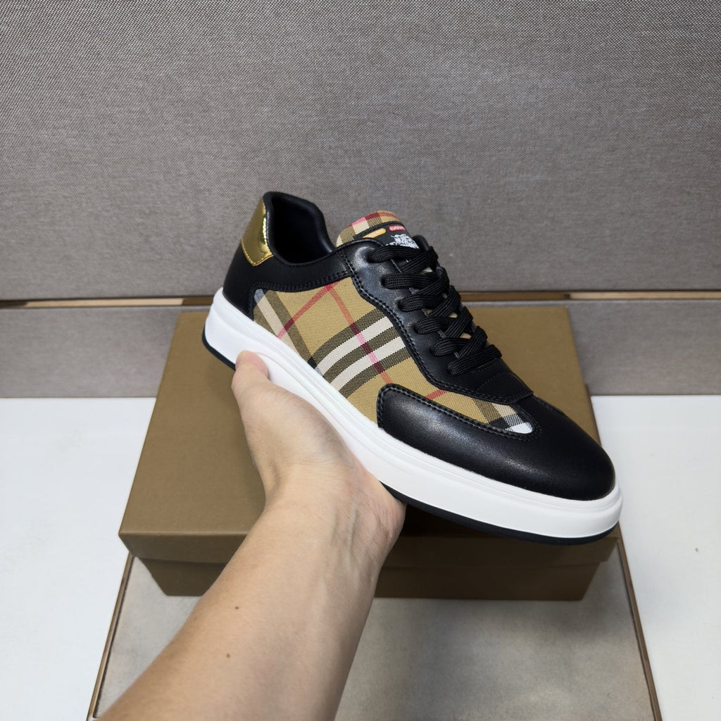 Burberry Plaid-Panel Low-Top Sneakers — model