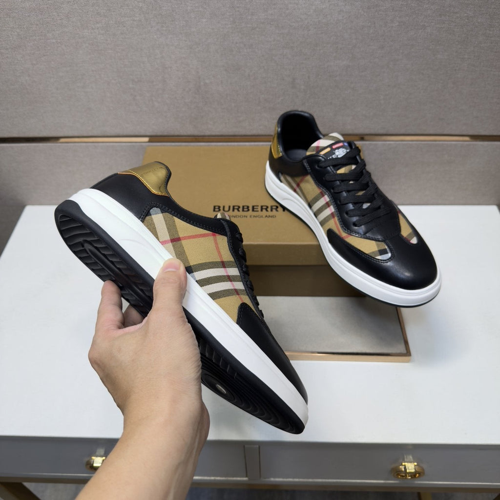 Burberry Plaid-Panel Low-Top Sneakers — model