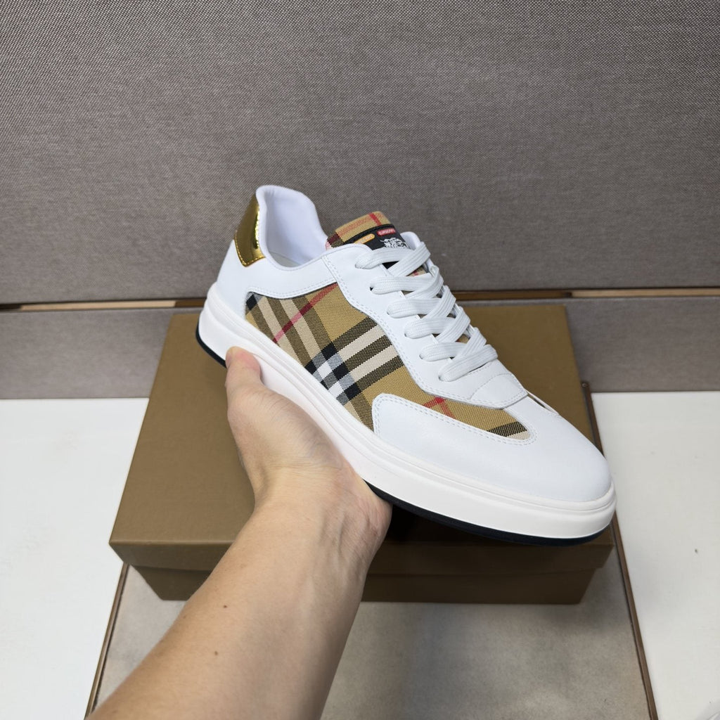 Burberry Plaid-Panel Low-Top Sneakers — model