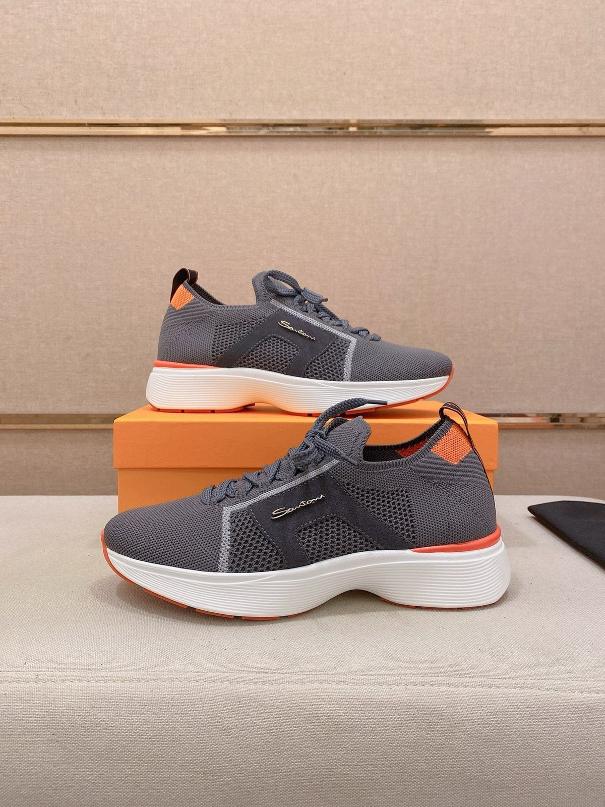 Santoni Knit Panel Sneakers — front
