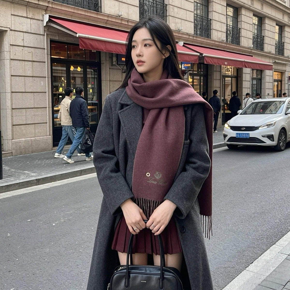 Loro Piana Reversible Fringed Scarf — model