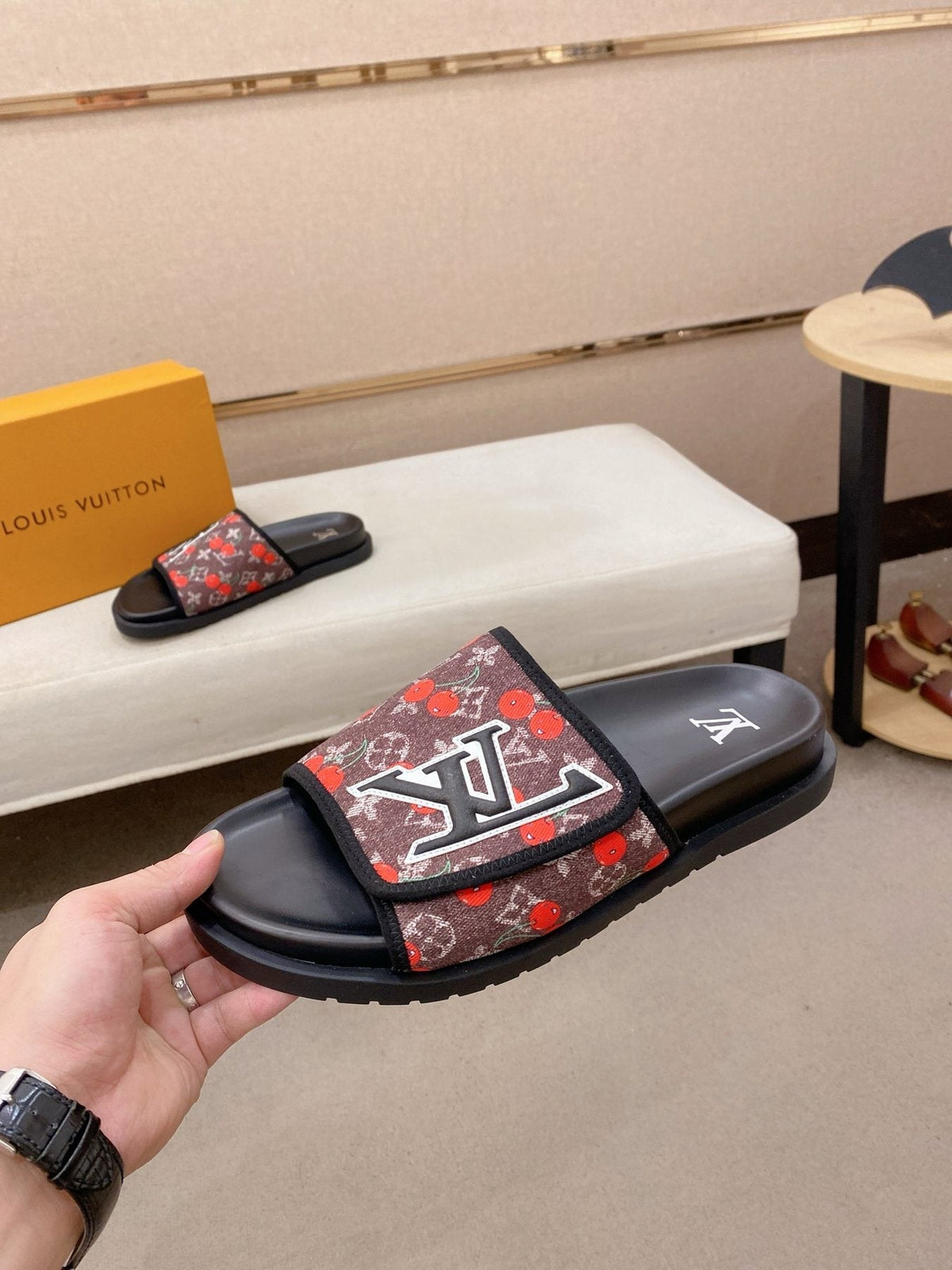 Louis Vuitton Graphic Print Slide Sandals — front